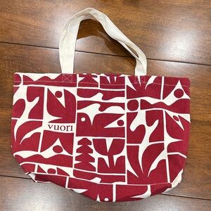 Vuori Burgundy and Cream Tote Bag